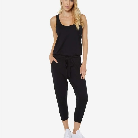 Revolve x Bobi Los Angleles Quilted Overall Romper Black Sleeveless Sz XL NEW - Picture 1 of 12